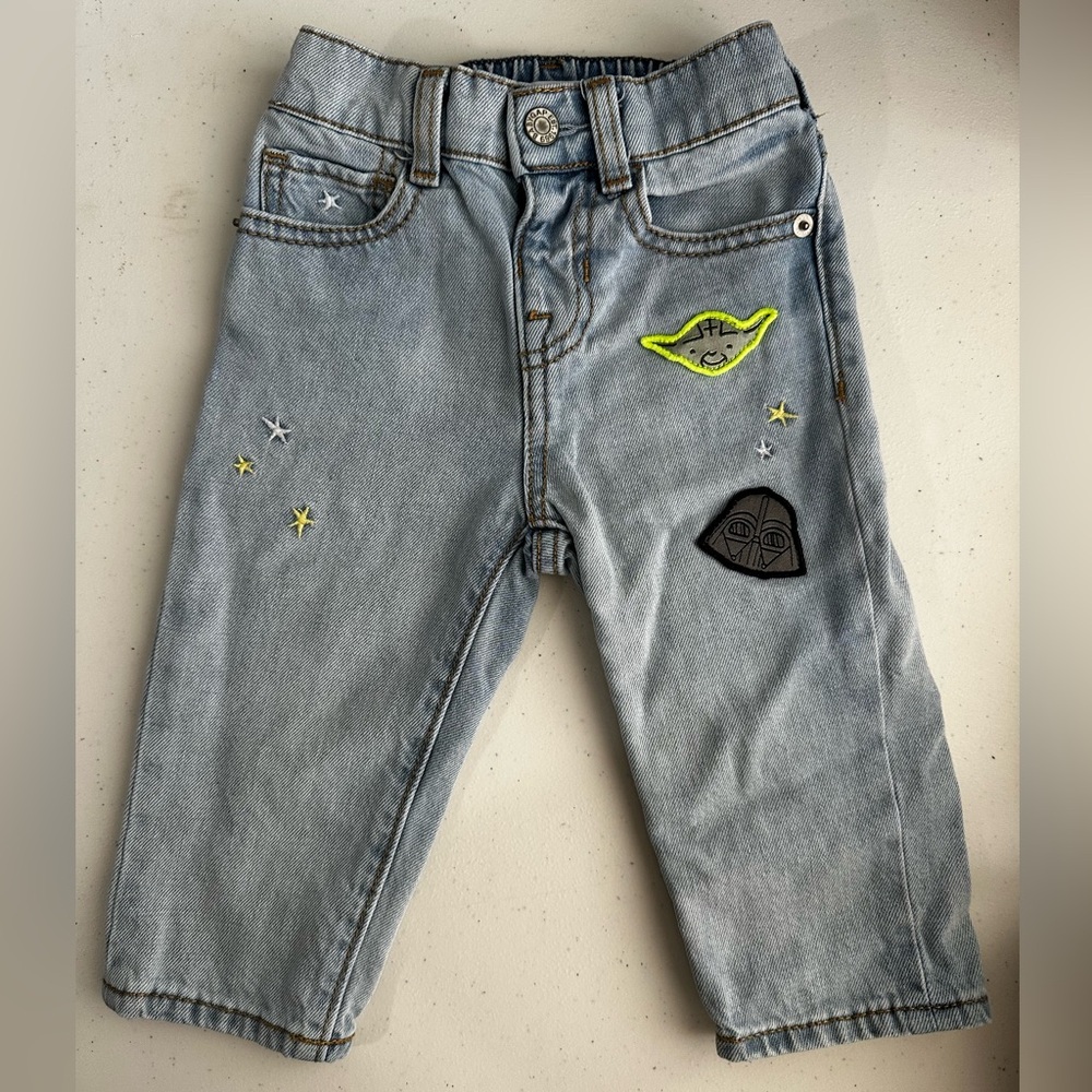 Baby GAP Star Wars Kids Light Blue Jeans with Fun Patches